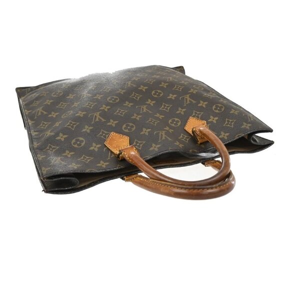 LOUIS VUITTON Logo Sac Plat Hand Tote Bag Monogram Leather Brown M51140 65FC149 - Picture 5 of 12